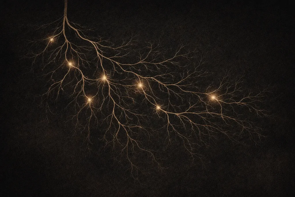 illustration réseau mycorhizes racines connectées nature communication souterraine écriture pour se comprendre lien invisible entre pensées