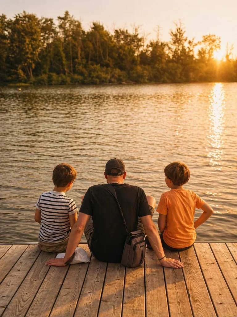 devenir père transmission moment père enfants au bord de l’eau lien silencieux paternité consciente présence