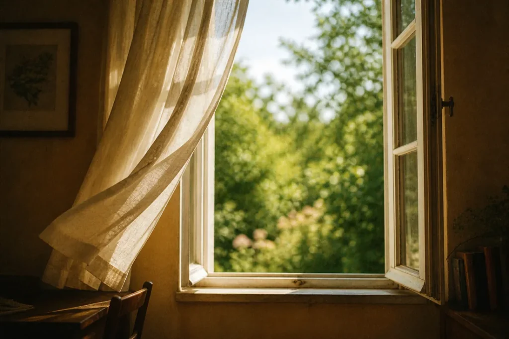 ce qu'on transmet vraiment à ses enfants fenêtre ouverte lumière naturelle atmosphère familiale transmission invisible parentalité